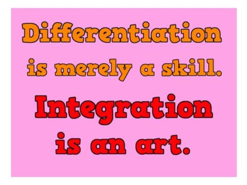 Differentiation is a skill Integration is an art